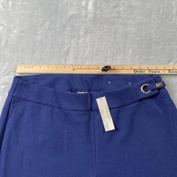 Chico’s Pants Womens 3R US 16 Nocturne Navy Textured Wide Leg Trouser Grommet - Picture 8 of 16